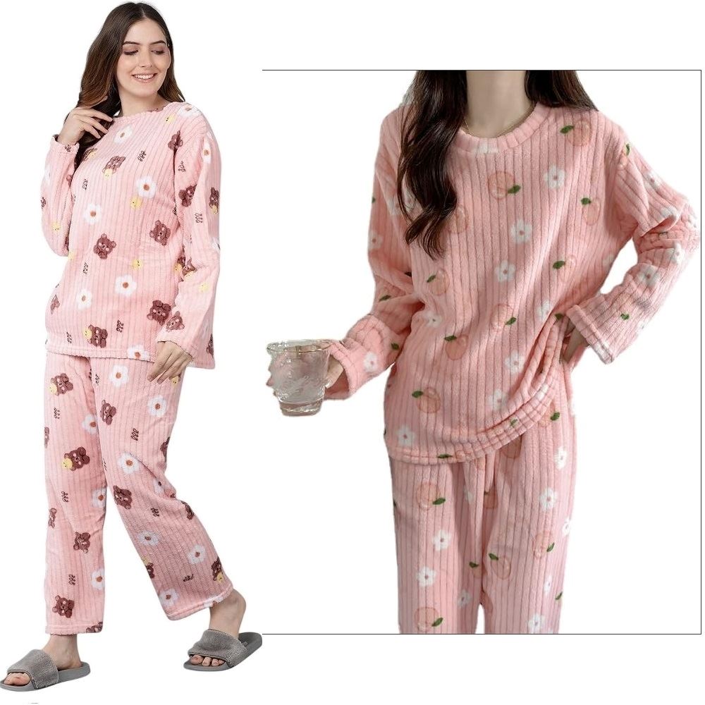 Conjunto pijama pantalon y chompa Polar calentador 2 piezas - ALEATORIO